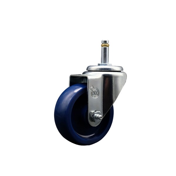 3.5'' Solid Poly Wheel Swivel 7/16'' Stem Caster with Total Lock Brake